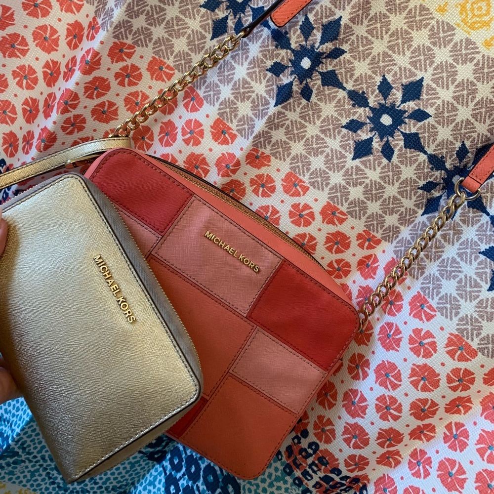 Michael Kors Pink Crossbody & Gold Wallet/wristlet